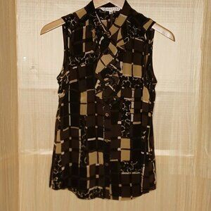 Trina Turk Womens Silk Sleeveless Geometric Print